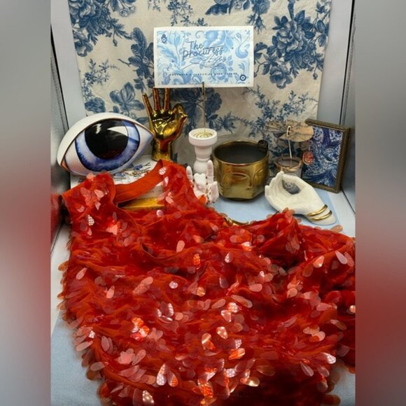 🆕 MISHA COLLECTION 🧿 NWOT Red Sapphire Sequins Mini Dress, Sz XXS - Sz US 0 - Picture 11 of 15